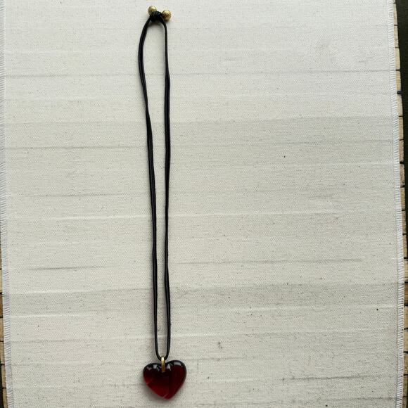 Baccarat Red Crystal Love Heart Gold Statement Necklace MINT - Picture 6 of 10